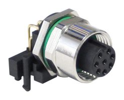 PXMBNI12RAF08APCM12 - Sensor Connector, PXM Series, M12, Female, 8 Positions, PCB Socket, Right Angle Panel Mount - BULGIN LIMITED
