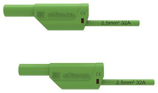 DI VSFK 8500 / 2.5 / 100 / GN - Test Patch Lead, Banana , 4mm Stackable Banana Plug, Shrouded, 4mm Stackable Banana Plug, Shrouded - SCHUTZINGER