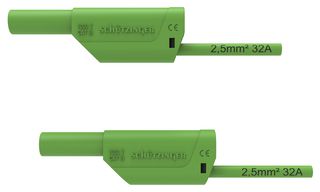 DI VSFK 8700 / 2.5 / 100 / GN - Test Patch Lead, Banana , 4mm Stackable Banana Plug, Shrouded, 4mm Stackable Banana Plug, Shrouded - SCHUTZINGER