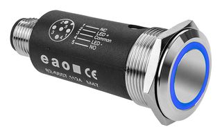 82-6657.1124 - Vandal Resistant Switch, Series 82, 22 mm, SPST-NO, SPST-NC, Momentary, Round Flush - EAO