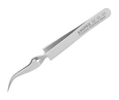 92 91 03 - Tweezers, Precision, Curve, Cross Jaw, Point, 115 mm, Stainless Steel - KNIPEX