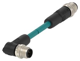 TAD2483A201-005 - Sensor Cable, D-Code, M12 Plug, 90° M12 Plug, 4 Positions, 5 m, 16.4 ft - TE CONNECTIVITY