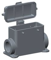 T1490160129-000 - Heavy Duty Connector, Base, Bulkhead Mount, Side Entry, Aluminium Alloy Body, 2 Lever, H16B - TE CONNECTIVITY