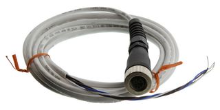 M12CFM-P24STPC-SFSR-FL-5 - Sensor Cable, M12 Receptacle, Free End, 4 Positions, 5 m, 16.4 ft, M12CFM - OMEGA