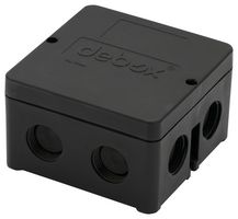 DEBOX 11 - Junction Box, 5 Pole, 32 A, IP66, Polypropylene, Black, 85 mm x 85 mm x 53 mm - HYLEC