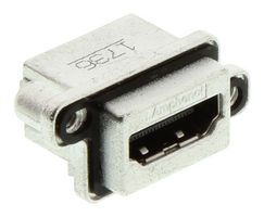 MHDRA51130 - HDMI Connector, 19 Contacts, Receptacle, Panel Mount, Through Hole Vertical, Gold Plated Contacts - AMPHENOL COMMUNICATIONS SOLUTIONS