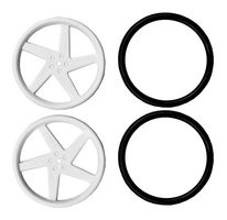 2593-SV - Wheel, White, 5 Spoke, ABS, Rotation Servo Motors - KITRONIK