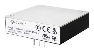 VBM-70-12 - AC/DC PCB Mount Power Supply (PSU), ITE, 1 Output, 70 W, 12 VDC, 5.83 A - CUI