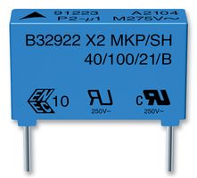 B32922C3224M003 - Safety Capacitor, Metallized PP, Radial Box - 2 Pin, 0.22 µF, ± 20%, X2, Through Hole - EPCOS