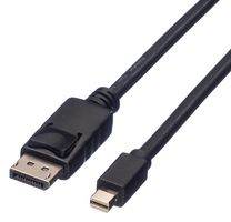 11.44.5635 - Audio / Video Cable Assembly, DisplayPort Plug, Mini DisplayPort Plug, 6.6 ft, 2 m, Black - ROLINE