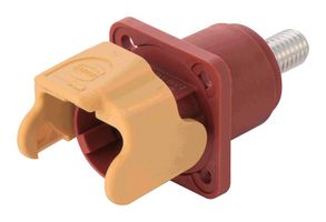 09930010322 - Heavy Duty Connector, Red/Yel, M8 Bolt, Base, Bulkhead Mount, Top Entry, Nylon (Polyamide) Body - HARTING