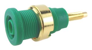 MP - FCR7358GG - Banana Test Connector, Jack, Panel Mount, 32 A, 1 kV, Gold Plated Contacts, Green - MULTICOMP PRO