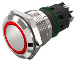 82-5552.1113 - Vandal Resistant Switch, 82 Series, 19 mm, SPDT, Momentary, Round Flat Flush, Natural - EAO