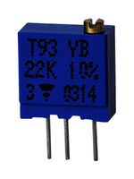 T93YA502JT20 - Trimpot, Multi Turn, Cermet, Top Adjust, 5 kohm, Through Hole, 23 Turns - VISHAY