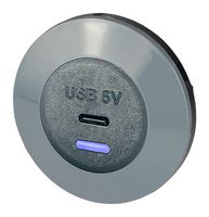 PVPRO-CFF - USB Charger Receptacle, IP30, Front Fit, PVPro Series, 2.5 A, 24 V, 1 Port, USB Type C - ALFATRONIX