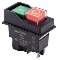 KJD17-21413-112 - Industrial Pushbutton Switch, KJD17 Series, DPST, Off-On, Square, Green, Red - E-SWITCH