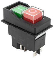 KJD17-22213-112 - Industrial Pushbutton Switch, KJD17 Series, DPST, Off-On, Square, Green, Red - E-SWITCH