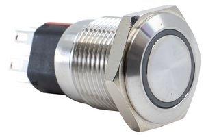 PVA3F2B0SS3R1 - Vandal Resistant Switch, PVA3 Series, 16 mm, SPDT-DB-DM, On-(On), Round Flat, Natural - E-SWITCH