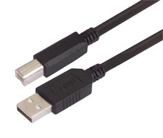 CAUBLKAB-2M - USB Cable, Type A Plug to Type B Plug, 2 m, 6.6 ft, USB 2.0, Black - L-COM
