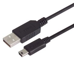 CSMUAZMB5-3M - USB Cable, Type A Plug to Mini Type B Plug, 3 m, 9.8 ft, USB 1.1, 2.0, Black - L-COM