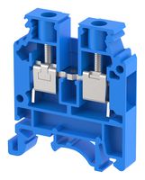 KUT6N/BLUE - DIN Rail Mount Terminal Block, Feed Thru, 2 Ways, 20 AWG, 8 AWG, 6 mm², Screw, 41 A - ELKAY