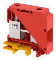 KUT50/ RED - DIN Rail Mount Terminal Block, Feed Thru, 2 Ways, 6 AWG, 00 AWG, 50 mm², Screw, 150 A - ELKAY