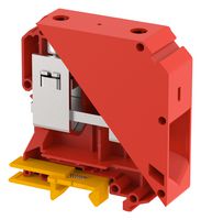 KUT95/ RED - DIN Rail Mount Terminal Block, Feed Thru, 2 Ways, 2 AWG, 0000 AWG, 95 mm², Screw, 232 A - ELKAY