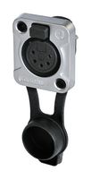 RRX5F-Z-000-1 - XLR Connector, 5 Contacts, Receptacle, Panel Mount, Tin Plated Contacts, Zinc Diecast Body - REAN