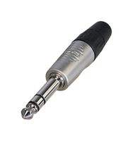 RP3C - Phone Audio Connector, Stereo, 3 Contacts, Plug, 6.35 mm, Cable Mount, Nickel Plated Contacts - REAN