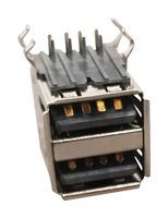SS-52100-003 - USB Stacked Connector, Dual, USB Type A, USB 2.0, 4 Ways, Right Angle, Copper Alloy - STEWART CONNECTOR
