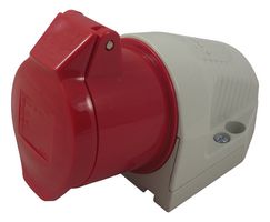 110406 - Pin & Sleeve Connector, 16 A, 400 V, Panel Mount, Outlet, 3P+E, Red, White - WALTHER
