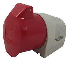 110 - Pin & Sleeve Connector, 16 A, 400 V, Panel Mount, Socket, 3P+N+E, Red - WALTHER