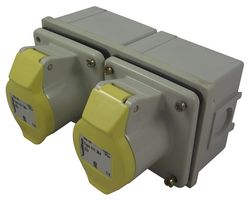 100102134U - Pin & Sleeve Connector, 16 A, 110 V, Panel Mount, Outlet, 2P+E, Yellow - WALTHER