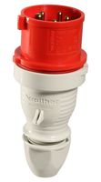 210 - Pin & Sleeve Connector, 16 A, 400 V, Cable Mount, Plug, 3P+N+E, Red, White - WALTHER