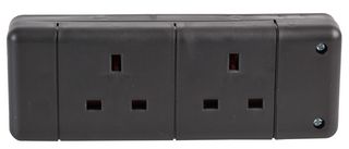 9148 Black Extension Socket 2 Gang Black Pro Elec