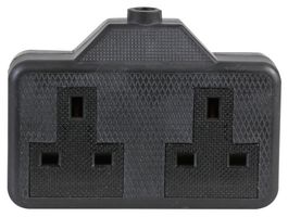 0139-Bk Socket, Extension, 2WAY, Rubber, Black Pro Elec