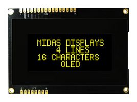 MDOB41605AV-EYM Oled Alphanumeric Display, 16 X 4, Cob Midas
