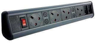 P-Pack Desk 4/2s Power Outlet Strip, 4 Outlet, 230V POWERDATA Technologies