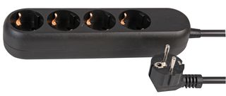 PEL01292 EXTENSION LEAD SCHUKO 4 GANG 2M BLACK PRO ELEC