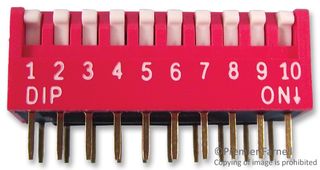 MCNDP-10V Dip SW, 10Pos, SPST-NO, Piano Key, Th multicomp Pro