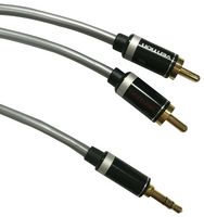 PS000242 Cable, 3.5mm Plug-RCA PLUGX2, 1m, Grey multicomp Pro
