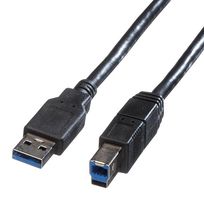 11.02.8869 USB Cable, 3.0 A-B Plug, 0.8m, Blk ROLINE