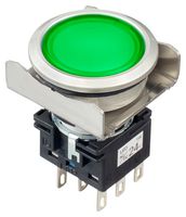 LBW6ML-M1RT64WG Pb SW, DPDT, 24Vac/DC, Solder, Green Idec