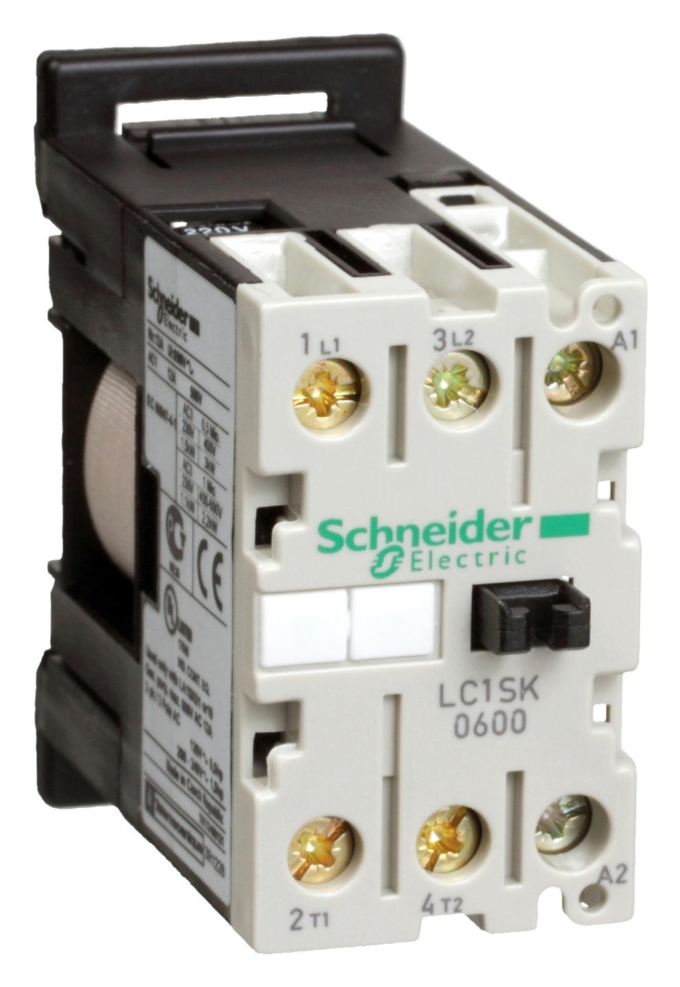SCHNEIDER ELECTRIC Contactors LC1SK0600B7 CONTACTOR, DPST-NO, 24VAC, DIN RAIL SCHNEIDER ELECTRIC 3381770 LC1SK0600B7