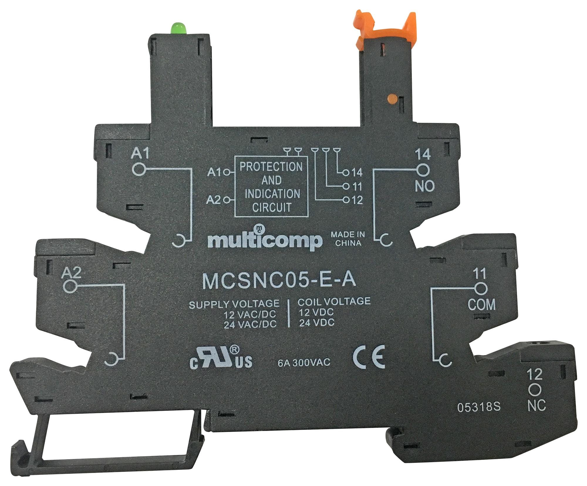 MULTICOMP Relay Sockets MCSNC05-E-A RELAY SOCKET, 300V, 8A, DIN RAIL MULTICOMP 2811412 MCSNC05-E-A