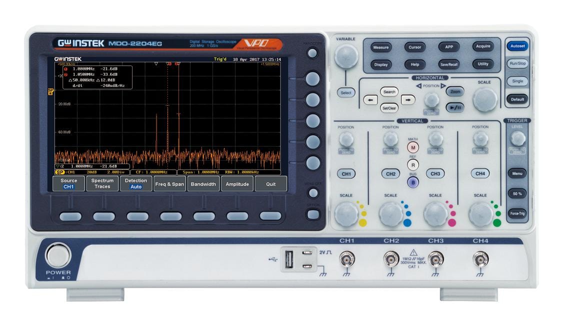 GW INSTEK Mixed Signal / Mixed Domain Oscilloscopes (MS MDO-2204EG OSCILLOSCOPE, 4 CHANNEL, 200 MHZ GW INSTEK 2930371 MDO-2204EG