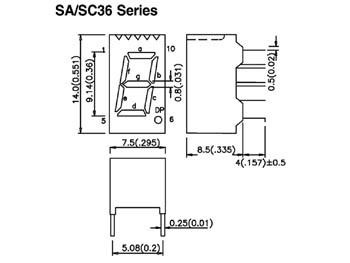 SC36-11EWA 1-DIGIT DISPLAY 9mm GEMEENSCHAPPELIJKE KATHODE SUPERROOD