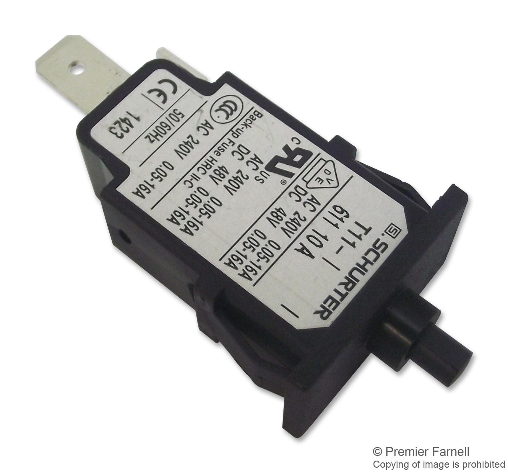 SCHURTER Thermal T11-611-10 CIRCUIT BREAKER, 10A, T11 SCHURTER 1214773 T11-611-10