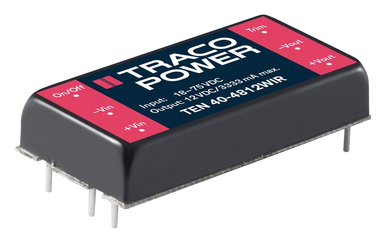 TRACO POWER Isolated Board Mount TEN 40-2411WIR DC/DC CONVERTER, 1 O/P, 8A, 5V TRACO POWER 2280070 TEN 40-2411WIR