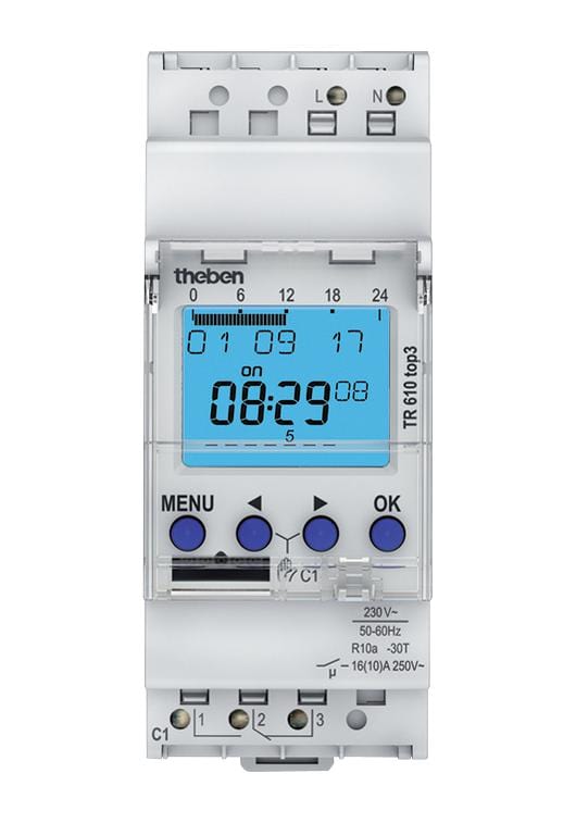 THEBEN Timeswitch TR610 TOP3 TIME SWITCH, DIGITAL, SPDT, 16A, 230VAC THEBEN 2851112 TR610 TOP3